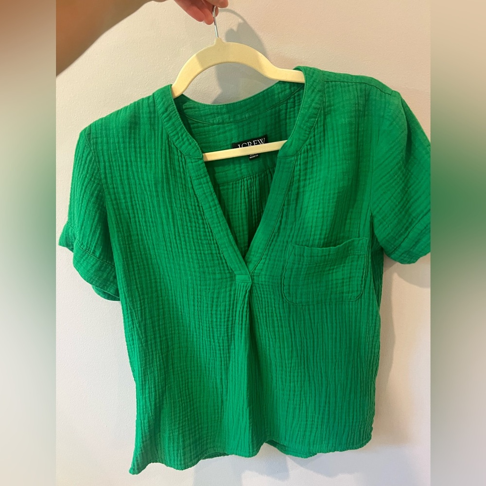J. Crew Vibrant Green Blouse
